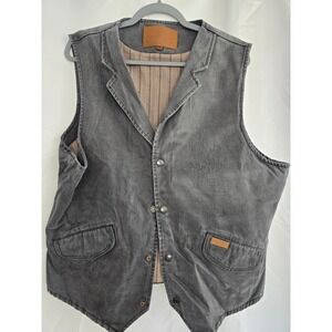 Outback Trading Co Mens Vest XXL Gray Denim Western Cowboy Style Pockets‎ Button